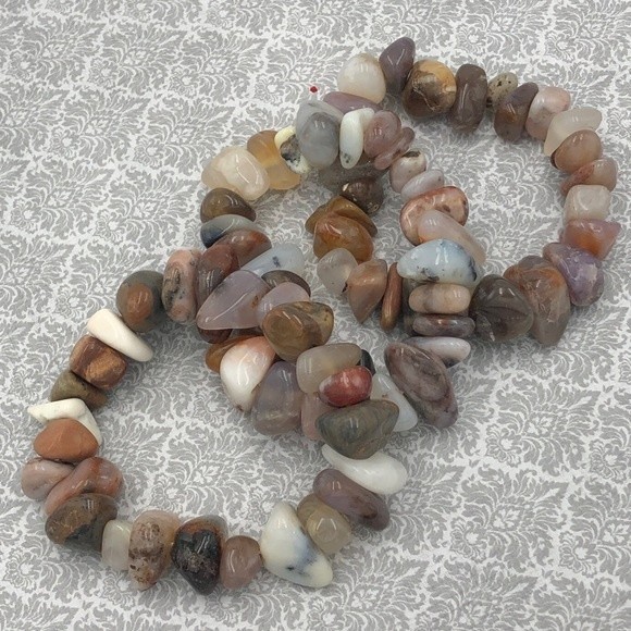 🌼 Set 3 Brown Tones Stone Stretch Bracelets - Picture 1 of 2